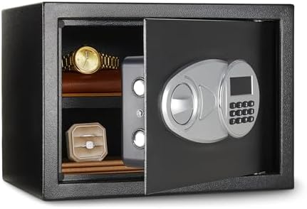 [Resale, AC] $36.56: Amazon Basics Steel Security Safe and Lock Box with Electronic Keypad, Black, 0.5 Cubic Feet, 13.8" W x 9.8" D x 9.8" H (Used - Like New) at Amazon