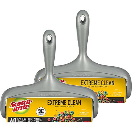 $8.96*: 2-Pack 60-Sheets Scotch-Brite 50% Stickier Large Surface Lint Roller at Amazon