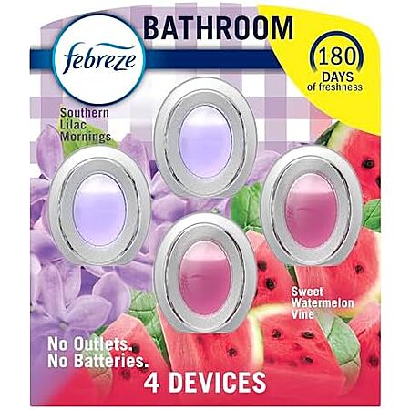 [S&S, AC] $5.94: 4-Pack 0.25-Oz Febreze Small Spaces Air Freshener (Sweet Watermelon Vine, Southern Lilac Mornings) at Amazon