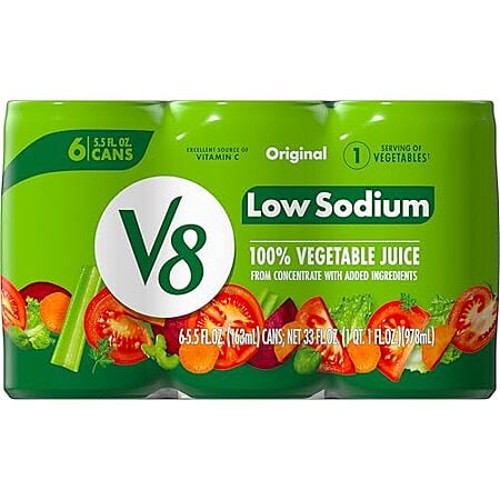 [S&S, AC] $17.37 | 8 × 6-Pack 5.5-Oz V8 100% Vegetable Juice (Original Low Sodium) ($2.17 each) at Amazon