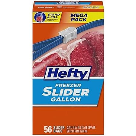 [S&S, AC] $6.08* | 56-Count 1-Gallon Hefty Slider Freezer Storage Bags at Amazon