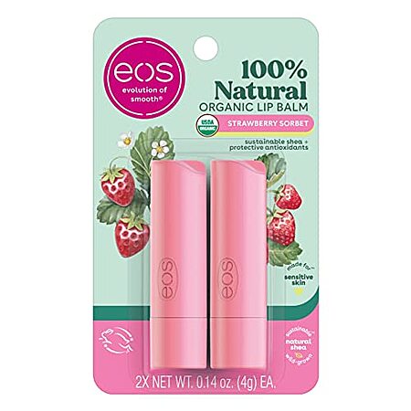 [S&S, AC] $2.09* | 2-Pack 0.14-Oz eos 100% Natural & Organic Lip Balm Sticks (Strawberry Sorbet) at Amazon