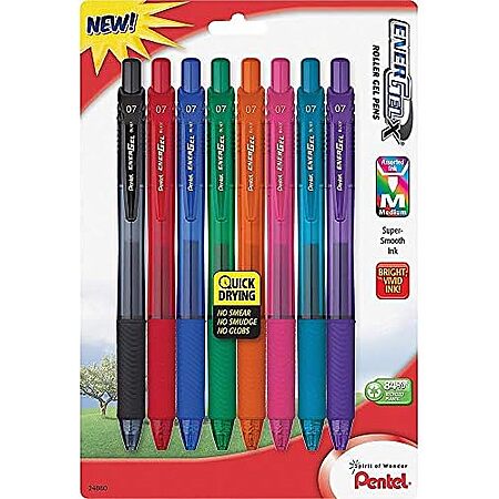 [S&S] $7.49 | 8-Count Pentel EnerGel-X Colors Retractable Liquid Gel Pen (0.7mm, Metal Tip, Assorted Ink) at Amazon