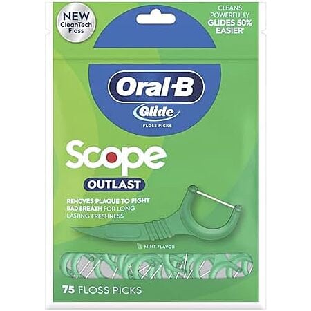 [S&S, AC] $1.83 | 75-Count Oral-B Glide Complete with Scope Outlast Floss Picks (Mint) at Amazon