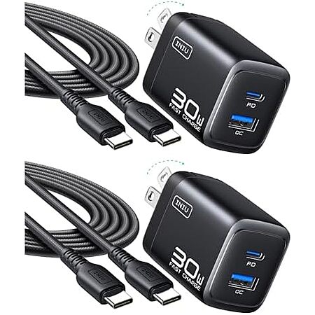 [AC] $8.40* | 2-Pack INIU Up to 30W PD Fast Charging USB-C Charger Block (USB-C + USB-A; Black) at Amazon