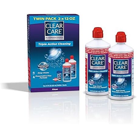 2-Pk 12-Oz Clear Care Contact Lens Cleaning & Disinfecting Solution (Triple Action) $6.85 w/ Subscribe & Save