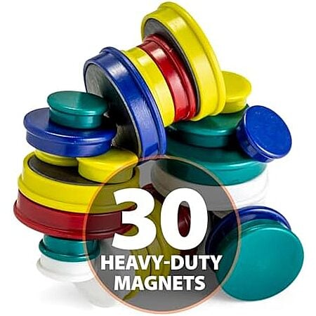 30-Pack Officemate Assorted Heavy-Duty Magnets (Assorted Sizes & Colors)