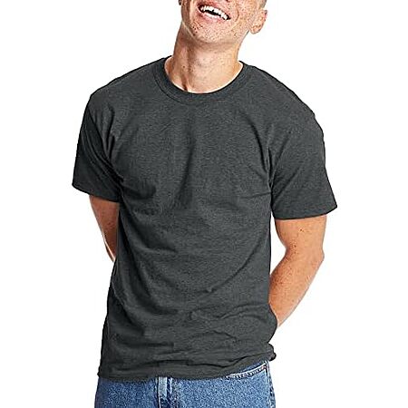 $3.15 | Hanes Men's Beefy-T Heavyweight Cotton Blend T-Shirt (Charcoal Heather) at Amazon