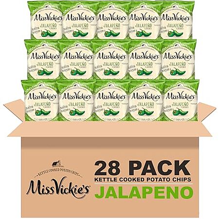 [S&S] $18.61 | 28-Pack 1.375-Oz Miss Vickie's Kettle Cooked Potato Chips (Jalapeno) at Amazon (66.5￠ each)