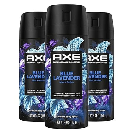 [S&S, AC] $10.45* | 3-Pack 4-Oz AXE Deodorant Body Spray (Blue Lavender) at Amazon ($3.48 each)