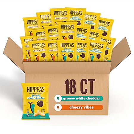 $11.50* | 18-Pack 0.8-Oz HIPPEAS Chickpea Puffs (White Cheddar / Cheezy) at Amazon (63.9￠ each)