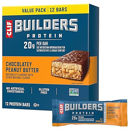 [S&S, AC] $12.50* | 12-Pack 2.4-Oz CLIF BUILDER'S Protein Bars (Chocolate Peanut Butter) at Amazon ($1.04 each)