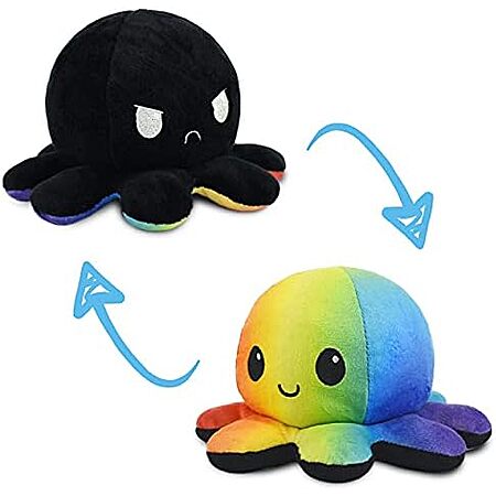 $5.50* | TeeTurtle - The Original Reversible Octopus Plushie - Black + Rainbow at Amazon