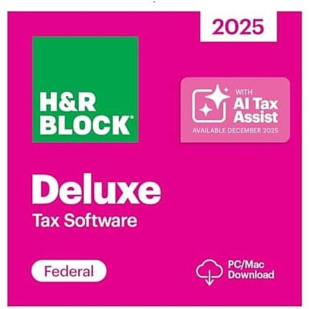 $25.99* | H&R Block Tax Software Deluxe 2025 (PC/Mac) at Amazon