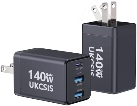[AC] $19.49* | 2-pk UKCSIS up to 140W 3-Port GaN Foldable Wall Charger (USB-C, 2x USB-A) at Amazon