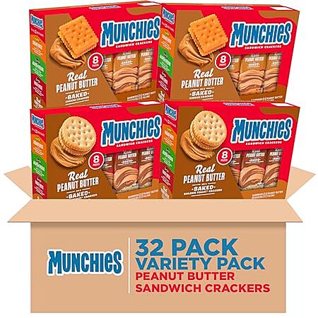 [S&S] $11.73* | 32-Pack 1.42-Oz Munchies Sandwich Crackers (Peanut Butter Variety Pack) at Amazon (36.7￠ each)