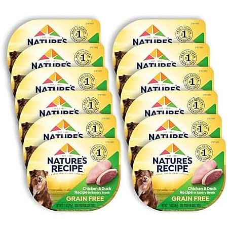 [S&S, AC] $5.74 | 12-Pack 2.75-Oz Nature's Recipe Grain Free Wet Dog Food (Chicken & Duck) at Amazon (47.8￠ each)
