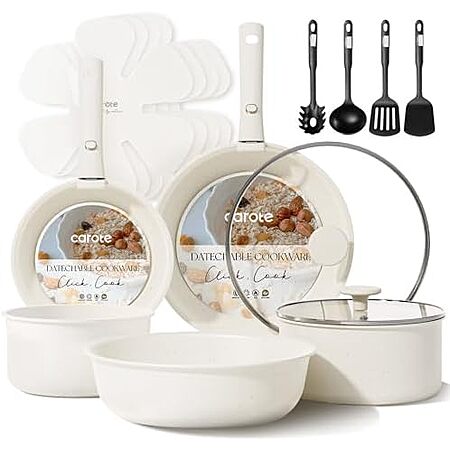[Prime] $49.99* | 17-pc CAROTE Induction Pots & Pans Set w/ Removable Handle at Amazon