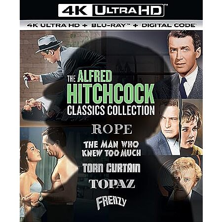 [YMMV, AC] $16.79 | The Alfred Hitchcock Classics Collection: DigiBook, Rope, The Man Who Knew Too Much, Torn Curtain, Topaz, Frenzy (4K Ultra HD + Blu-ray + Digital 4K) at Amazon