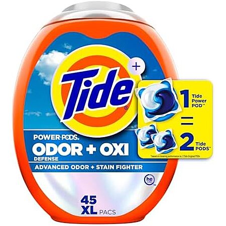 [SnS, AC] $49.04 | 5 × 45-Count Tide PODS with Odor Eliminators Laundry Detergent Pacs (Ultra OXI Power) ($9.81 each) at Amazon
