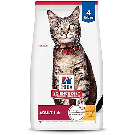 [SnS, AC] $11.49 | 4-Pound Hill's Science Diet Adult 1-6, Dry Cat Food (Chicken) & More at Amazon