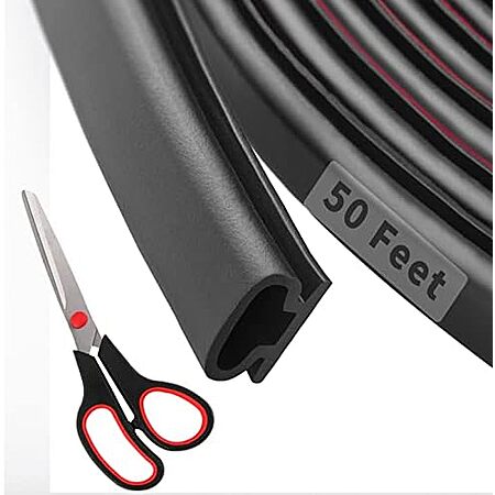 $10.79* | 50' Fingwerk D-Shape Rubber Weather Stripping Door Seal Strip w/ Scissors at Amazon