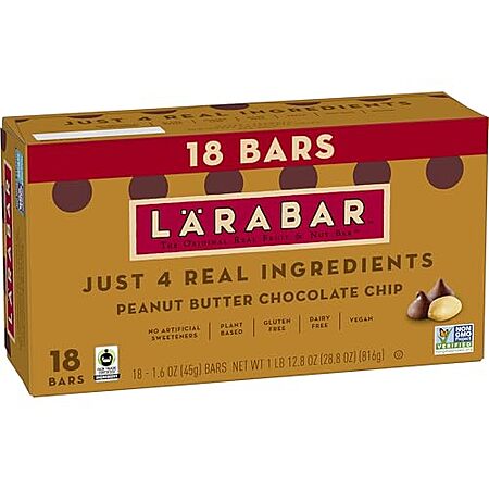 [SnS, AC] $24.18* | 2 × 18-Pack 1.6-Oz LÄRABAR Fruit & Nut Bars (Peanut Butter Chocolate Chip) ($12.09 each) at Amazon