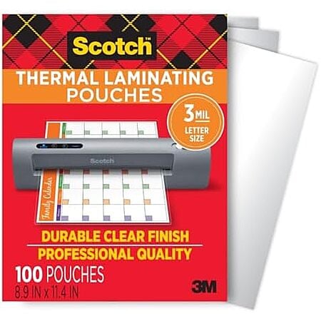 $9.88* | 100-Count Scotch Thermal Laminating Pouches (8.9" x 11.4") at Amazon