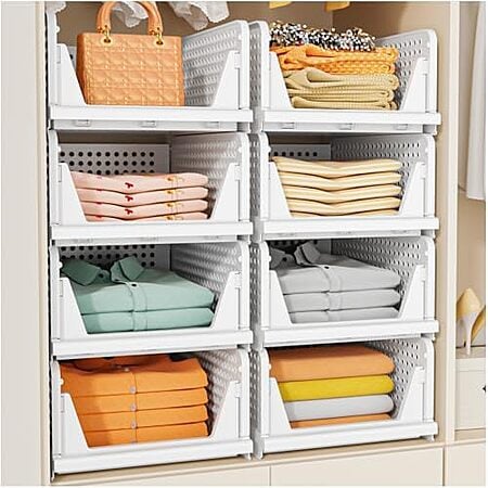 [AC] $32.37* | 5-Pack SNSLXH Stackable Multifunctional & Foldable Closet Storage Basket at Amazon
