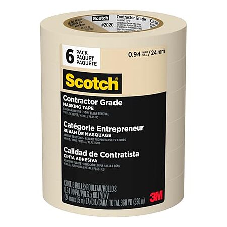 $6.68 | 6-Rolls Scotch Contractor Grade Masking Tape, 1 Inch Wide (0.94 in. x 60.1 Yds) at Amazon