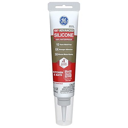 $4.99* | 2.8-Oz GE Advanced 100% Silicone Caulk for Kitchen & Bathroom (White) at Amazon