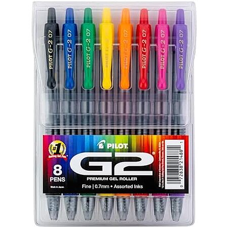 $10.59* | 8-Pack PILOT G2 Premium Gel Roller Pens (Fine Point 0.7mm, Rainbow Colors) at Amazon