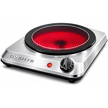 $17.17* | OVENTE 7” Ceramic Glass Infrared Single Burner 1000W Electric Hot Plate at Amazon