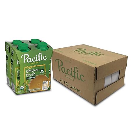 [SnS, AC] $13.45* | 24-Pack 8-Oz Pacific Foods Organic Free-Range Chicken Broth (Low Sodium) at Amazon (56￠ each)