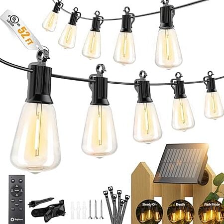 [AC] $15.58 | 52' Brightown Outdoor Waterproof Solar String Lights w/ Remote at Amazon