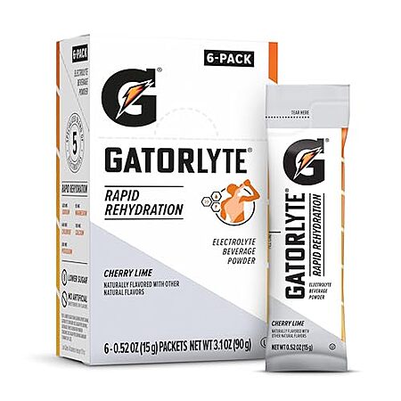 [SnS, AC] $18.56 | 4 × 6-Pack 0.52-Oz Gatorlyte Powder (Cherry Lime) ($4.64 each) at Amazon