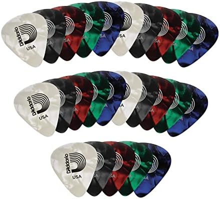 $4.99 | 25-Pack D'Addario Celluloid Guitar Picks (Assorted, Medium 0.70mm) at Amazon