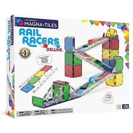 $58.50 | 90-Piece Magna-Tiles Rail Racers Deluxe Magnetic Construction Set at Amazon
