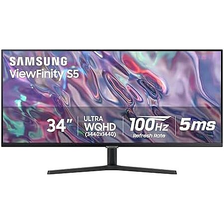 $209.99 | 34″ SAMSUNG ViewFinity S50GC Series Ultra-WQHD Monitor, 100Hz, 5ms (LS34C502GANXZA) at Amazon