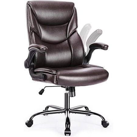 $84.99 | DUMOS PU Leather Office Chair - Ergonomic Executive Computer Desk Chairs with Adjustable Flip-up Armrest at Amazon