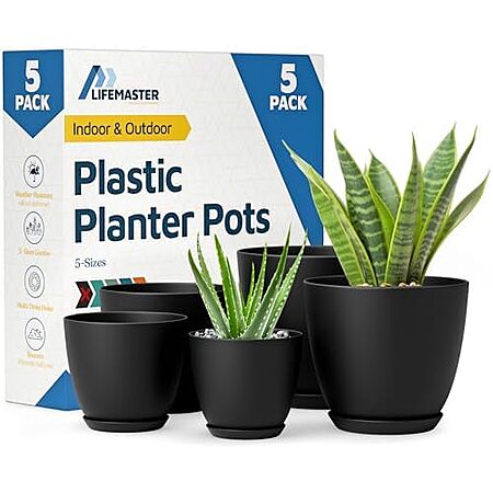 $7.17* | 5-Piece Lifemaster Stackable Plant Pots w/ Multi Drainage Holes at Amazon