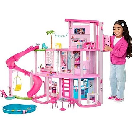 $91.69* | 75-Piece Barbie DreamHouse, Doll House Playset w/ Toy Furniture, Pet Elevator & 3-Story Pool Slide at Amazon