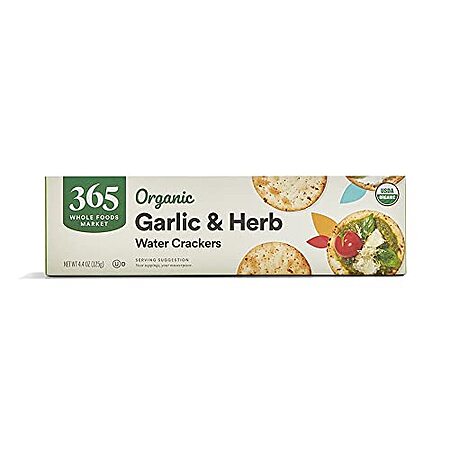 [SnS] $1.76 | 4.4-Oz 365 by Whole Foods Market Organic Garlic And Herb Water Crackers at Amazon
