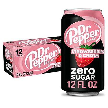 [SnS] $4.75 | 12-Pack 12-Oz Dr Pepper Zero Strawberries and Cream Soda at Amazon (39.6￠ each)