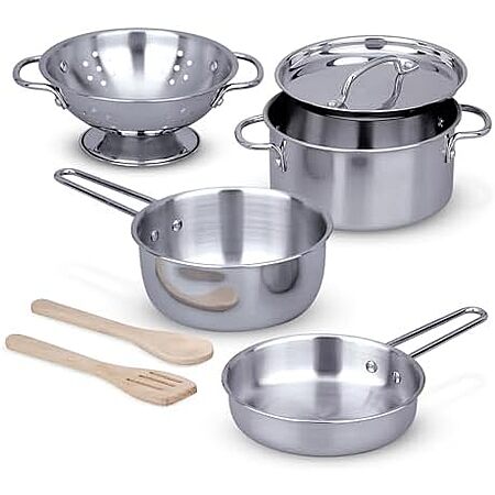 $11.75* | 8-Piece Melissa & Doug Stainless Steel Pots & Pans Kids Kitchen Play Set at Amazon