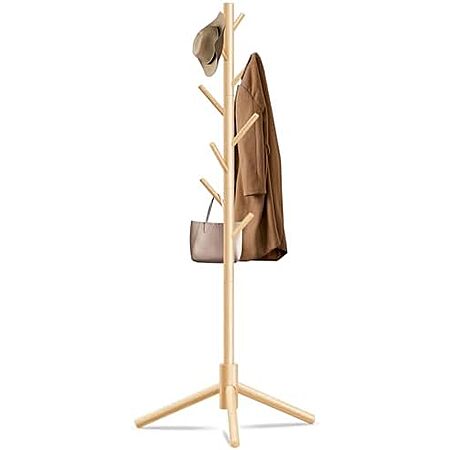$17.98* | Unisakey Wooden Coat Rack w/ 8 Hooks & Adjustable Heights at Amazon