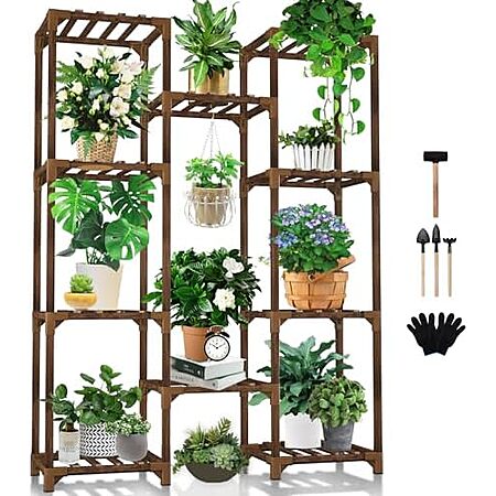 [Prime] $22.99* | 47" 10-Tier Uneedem Wood Plant Stand at Amazon