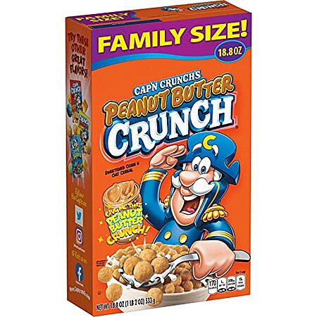 [SnS, AC] $16.06 | 6 × 18.8-Oz Cap'n Crunch Cereal (Peanut Butter) ($2.68 each) at Amazon