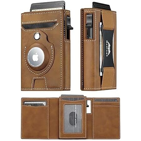 [Prime] $9.99* | Medrega Men's Slim RFID Minimalist Trifold Leather Wallet w/ Cash Strap or AirTag at Amazon
