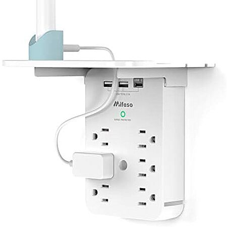 [Prime] $9.99* | 6-Outlet Mifaso Surge Wall Outlet Extender w/ 3 USB & Shelf at Amazon